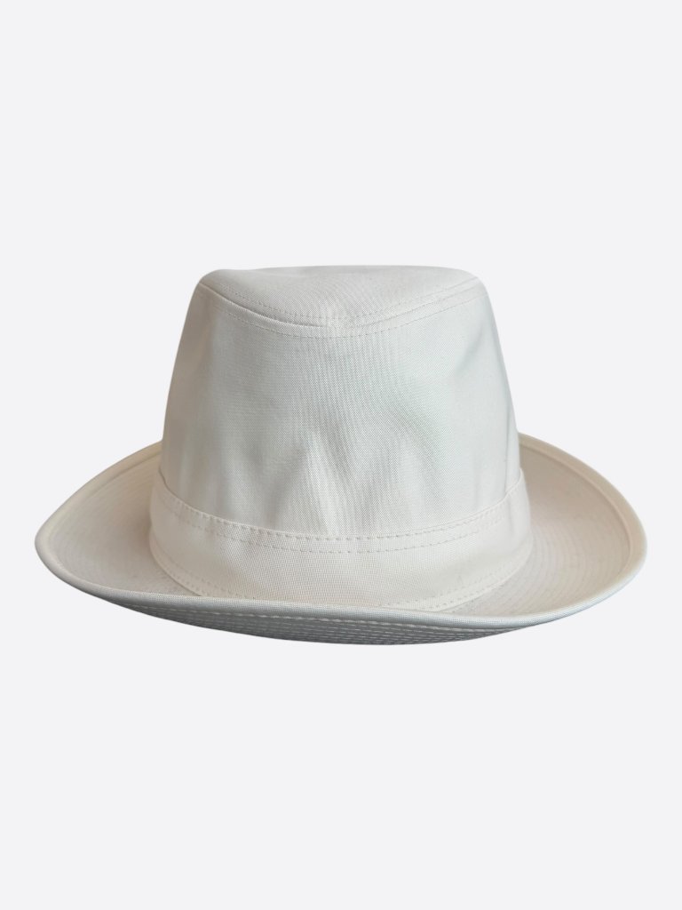 Hermes White Embroidered Logo Fedora
